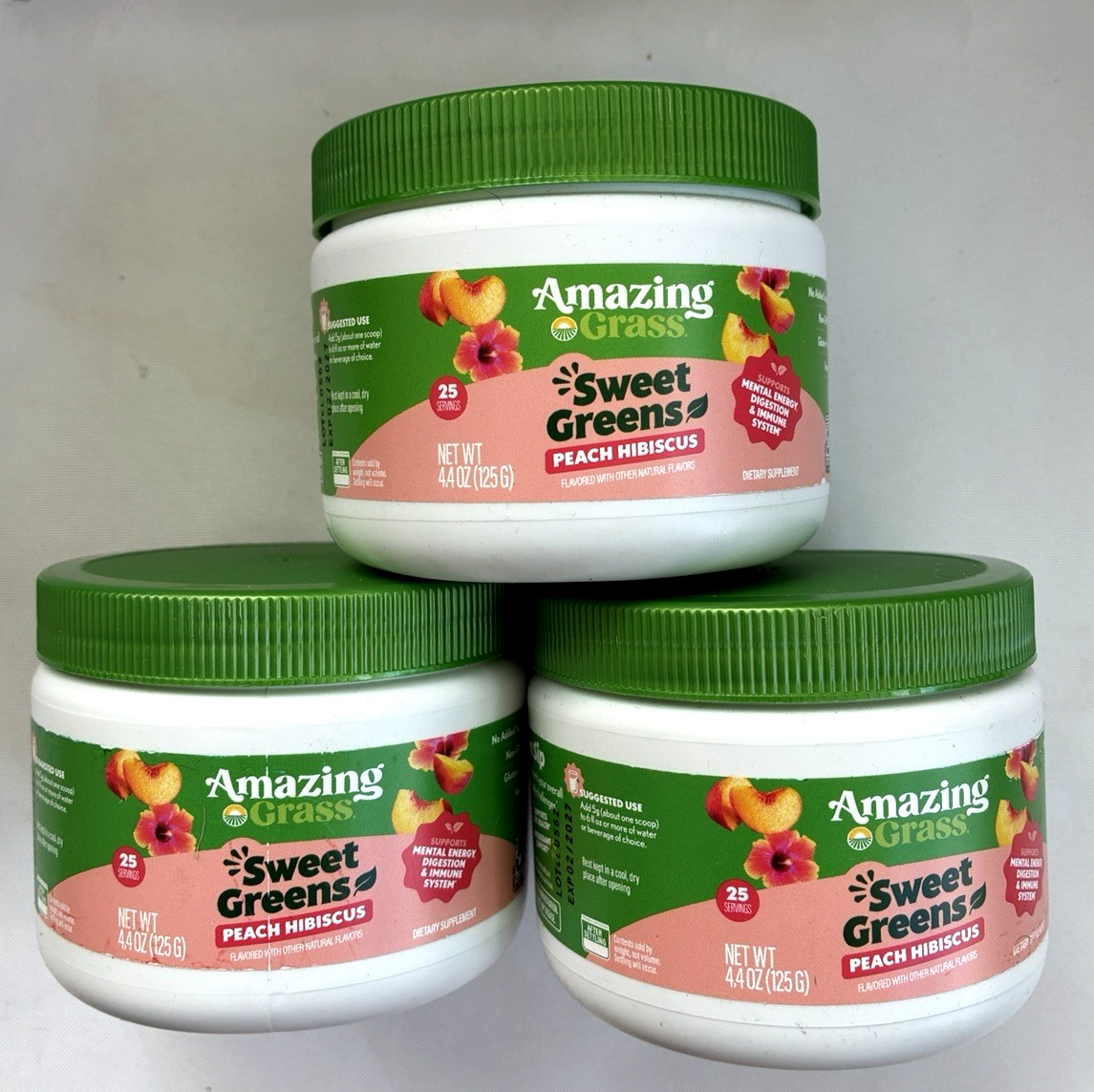 3-Ct Amazing Grass Sweet Greens Peach Hibiscus 2/2027 Energy/Digestion/Immunity