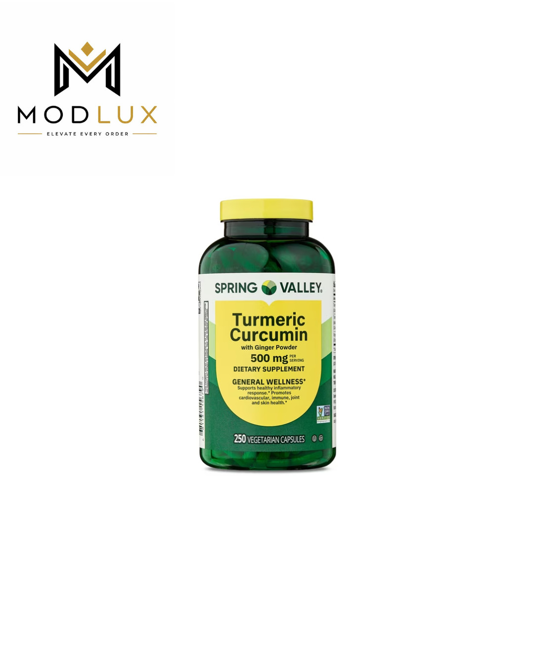 Spring Valley Turmeric Curcumin with Ginger 500 mg Vegetarian Capsules 250 Count