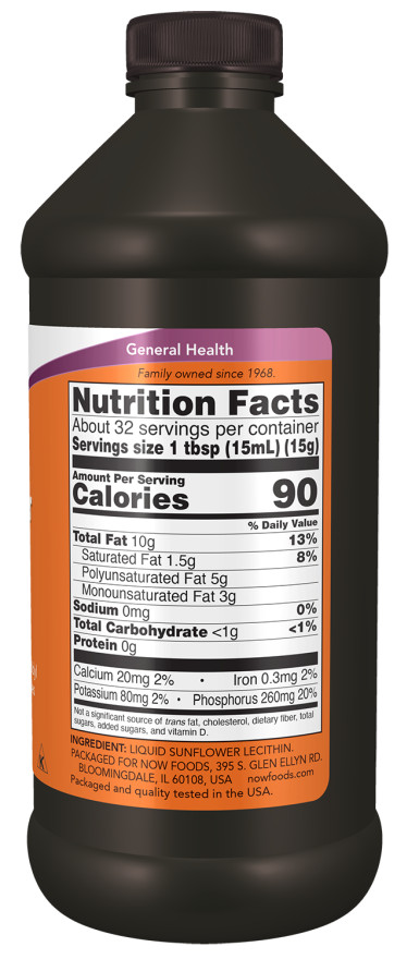 NOW FOODS SunFlower Lecithin Liquid 16oz Natural Phospholipids Fresh 02/2025