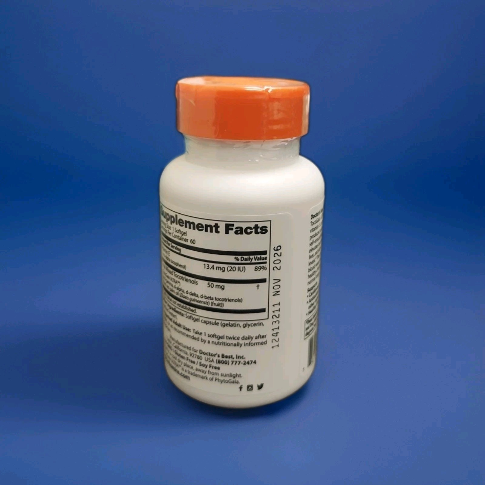 Doctor’s Best Vitamin E Tocotrienols contains TocoGaia ULTRA 60ct
