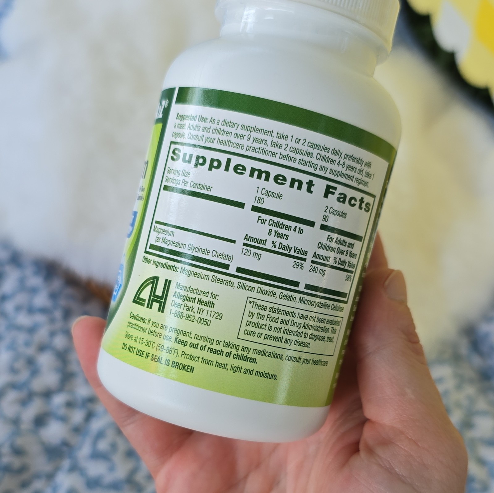 HealthA2Z Magnesium Glycinate Chelate 240mg High Absorption Capsules 180