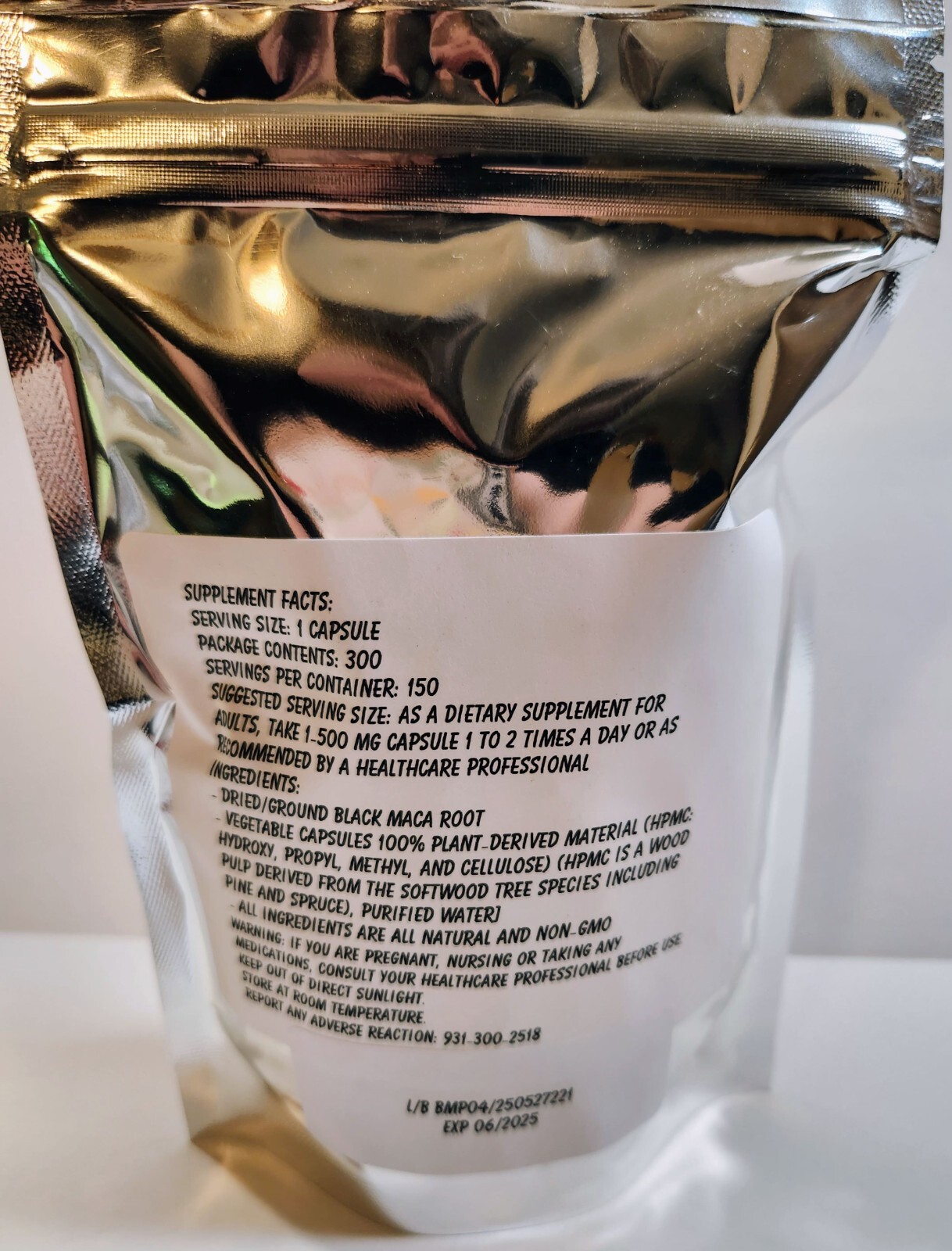 Black Maca Powder Capsules 300 Ct – Made Fresh On Demand!