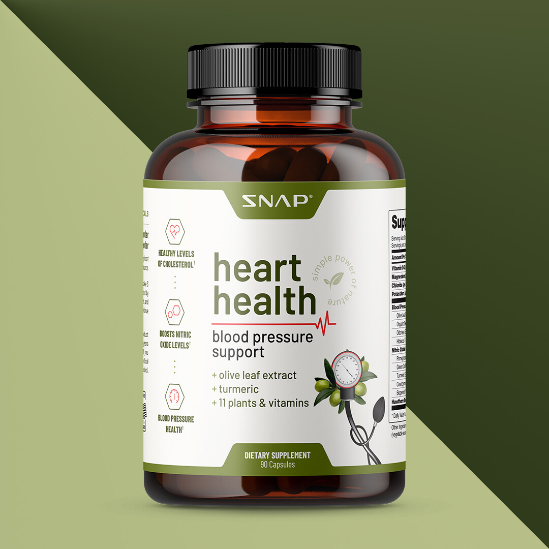 Heart Health & Blood Pressure Supplement 90 Caps Snap Coq10/Hawthorn/Pomegranate