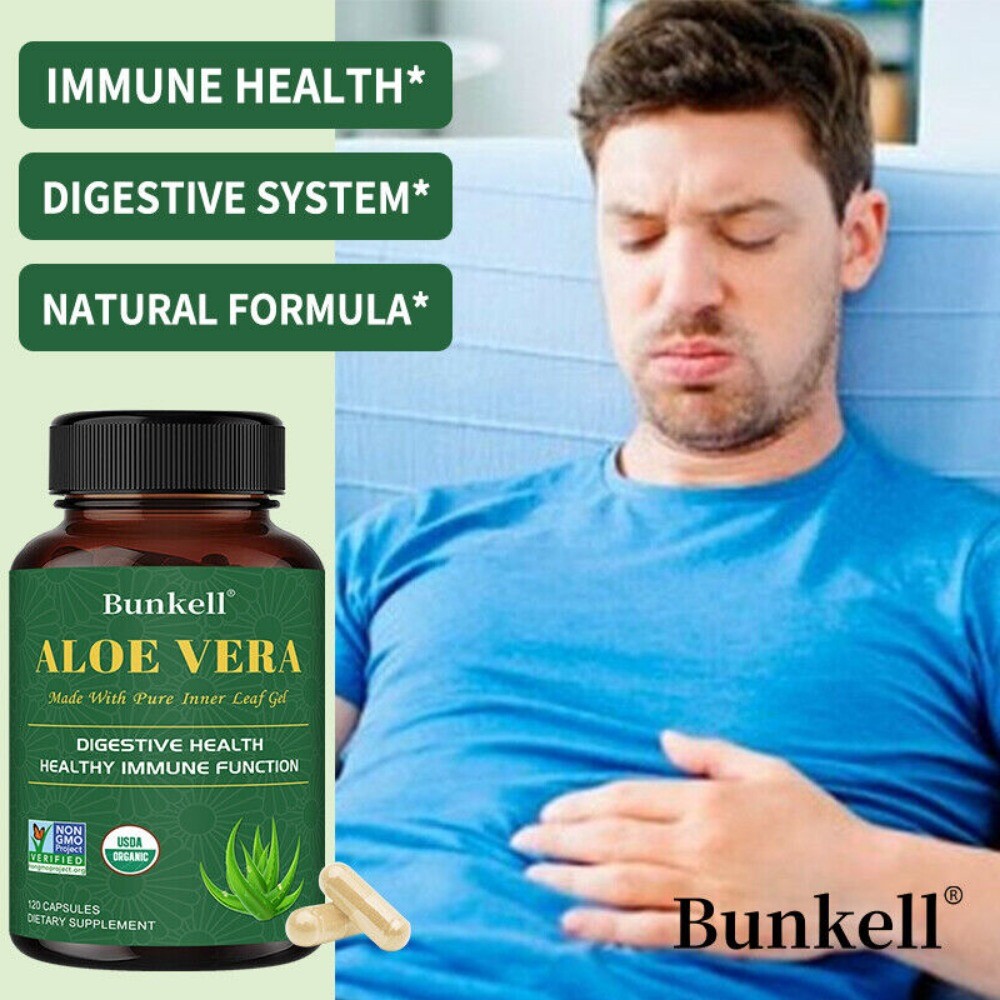 Aloe Vera Vegan Capsules Cleanse Intestines Strengthen Immune System 120 Pills