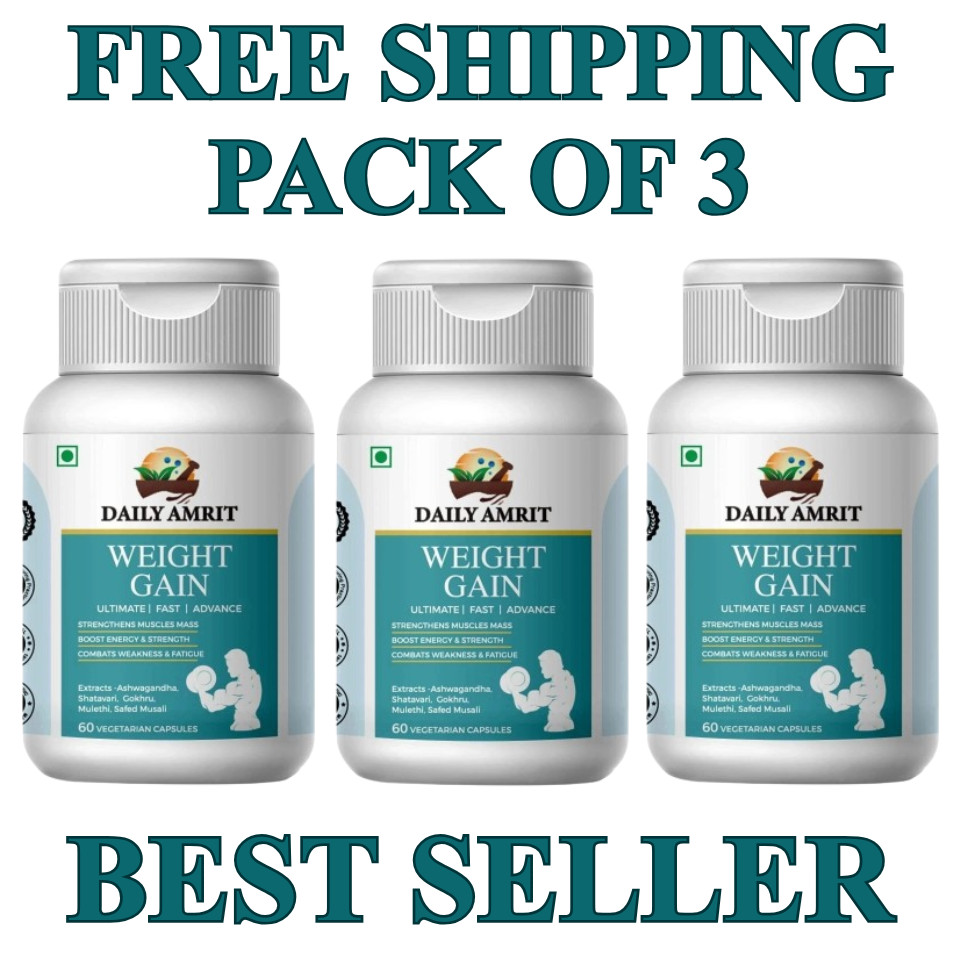 3 X BODY GROW Fast Weight Gain Pills Ayurvedic Muscle Mass Gainer 60CAPS For Men