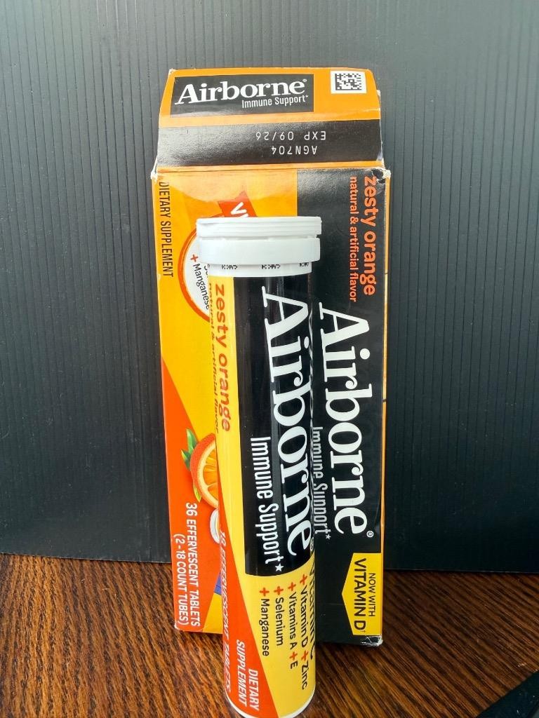 Airborne Immune Support, 18 Effervescent Tablets Zesty Orange READ DESCRIPTION
