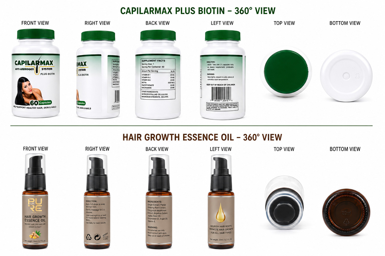 Hair Growth Support Kit Capilar Capsules & Herbal Scalp Oil for Thicker Hair