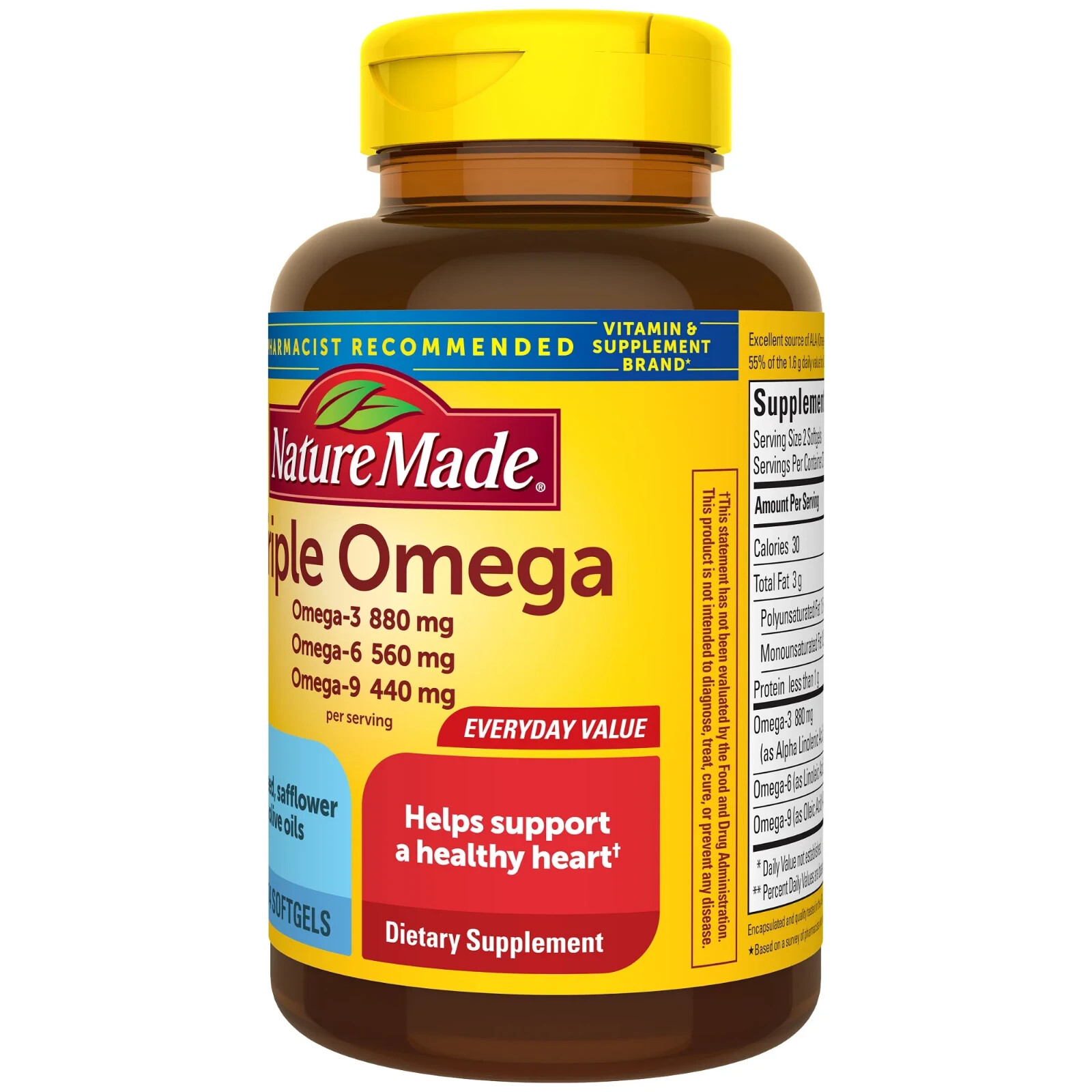 Nature Made Triple Omega 3-6-9 Softgels, 74 Count