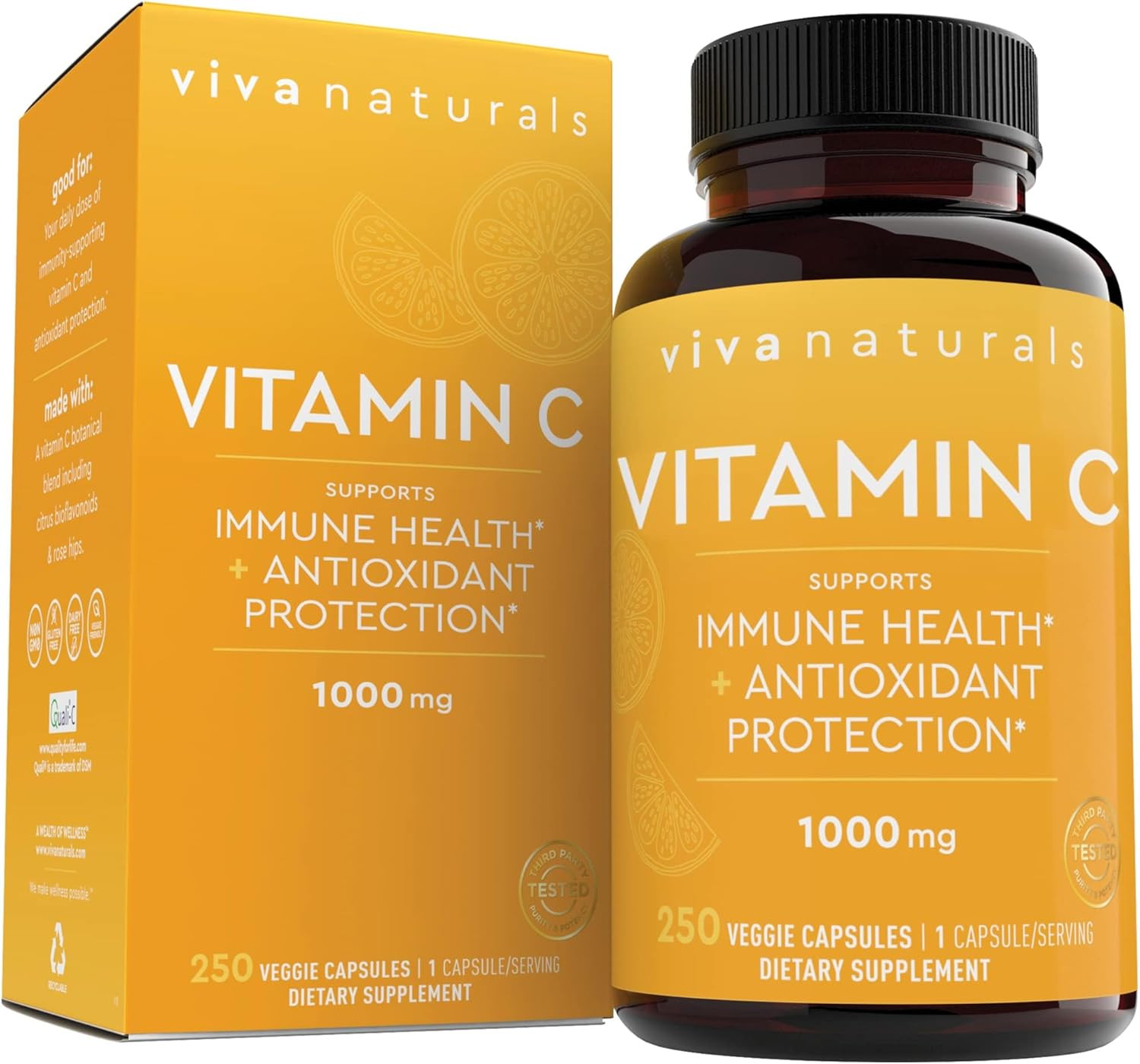 Viva Naturals Vitamin C, 1000 Mg, 250 Capsules Citrus Bioflavonoids EXP:04/27
