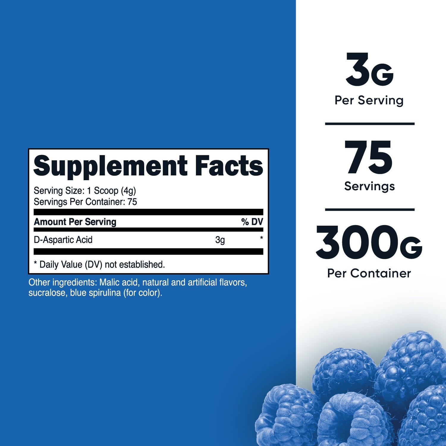 Nutricost D-Aspartic Acid 300G (Blue Raspberry)