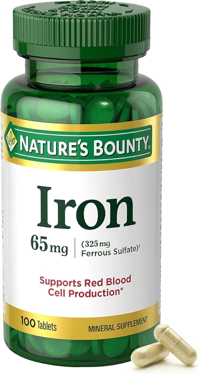 Nature’s Bounty Iron 65 mg Ferrous Sulfate 100 Vegetarian Tablets