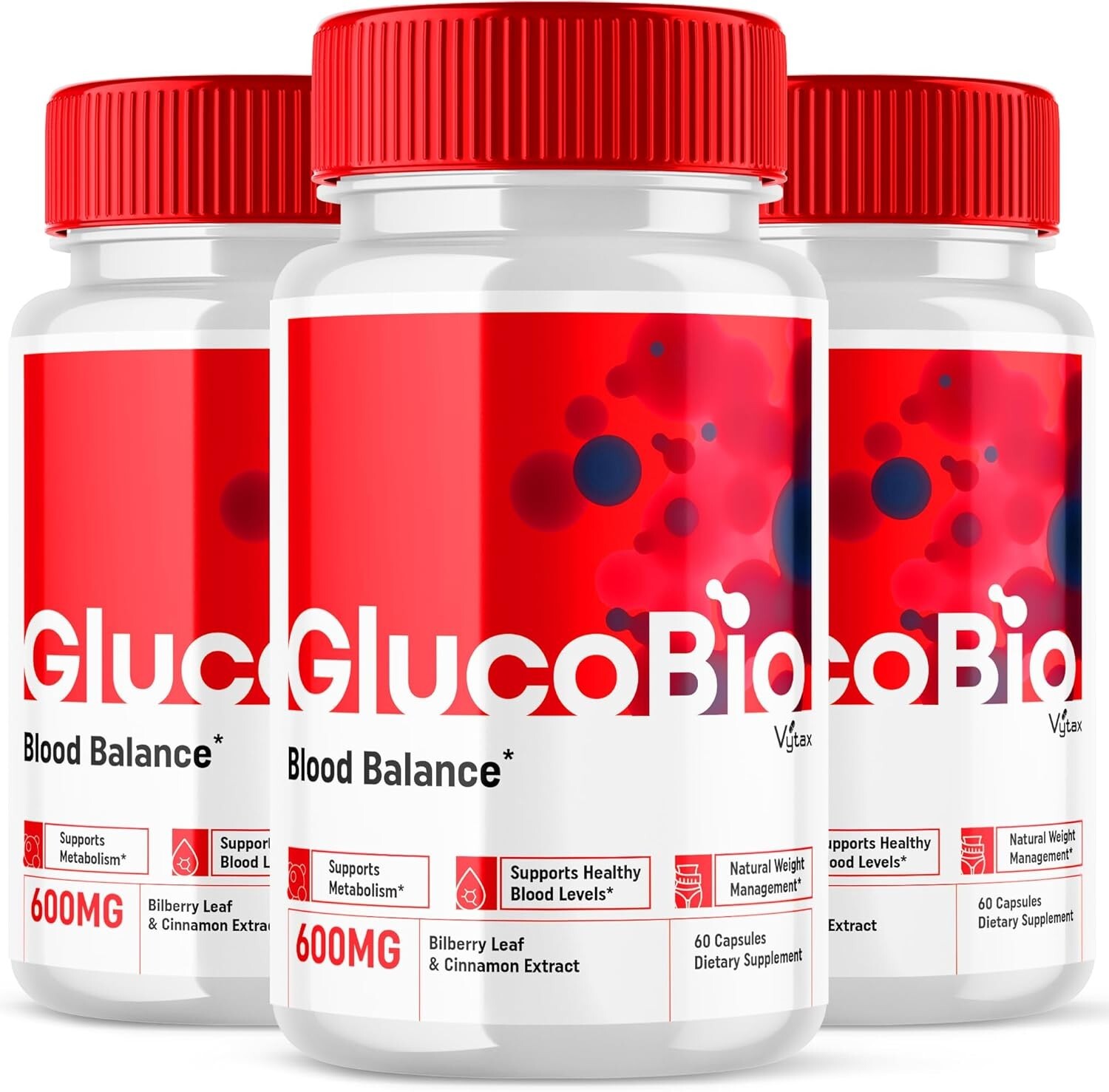 (3 Pack) Glucobio Advanced Health & Wellness Blood Support Pill | (180 Capsules)