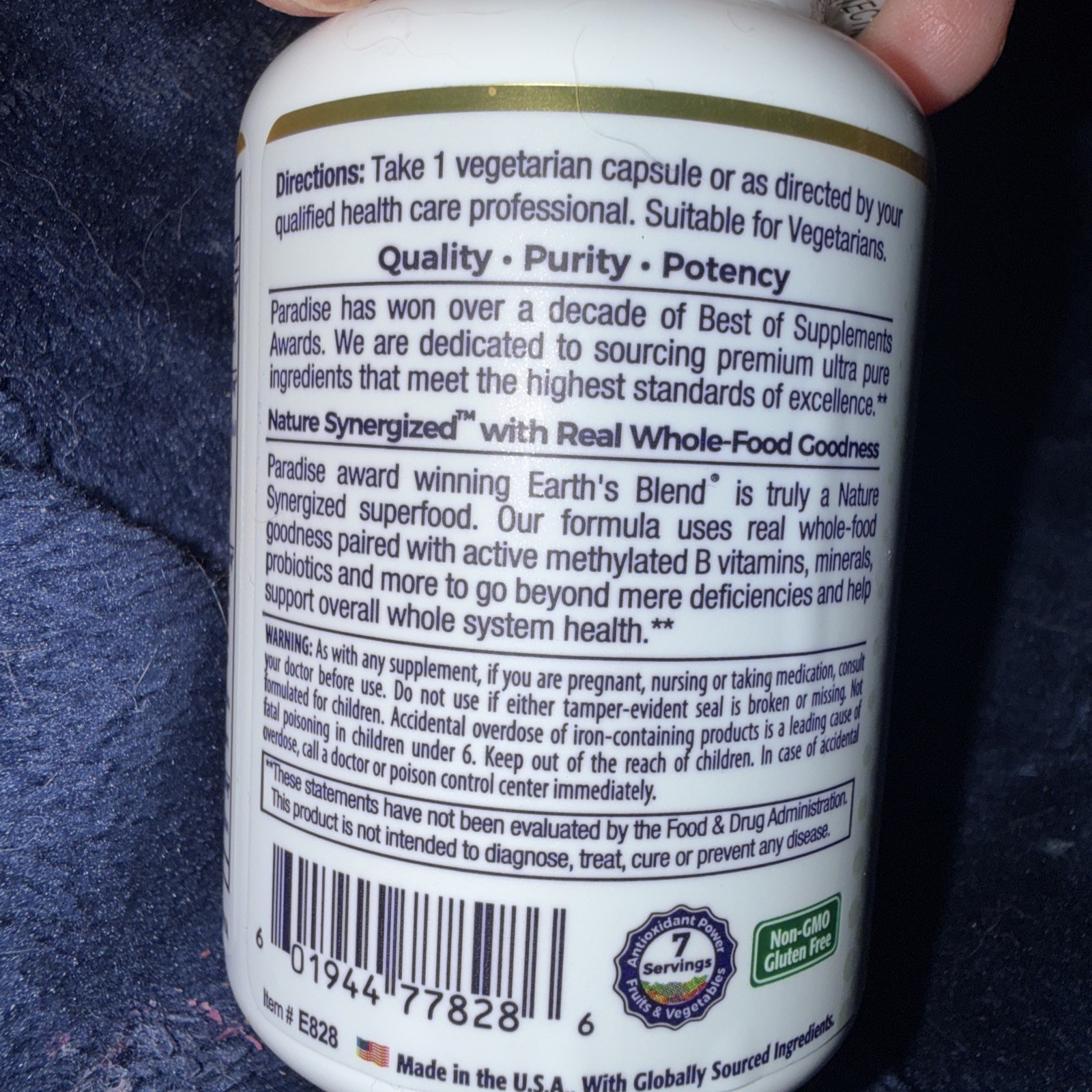Earths Blend Multivitamin , One A Day Superfood 30 Capsules Exp 3/2029
