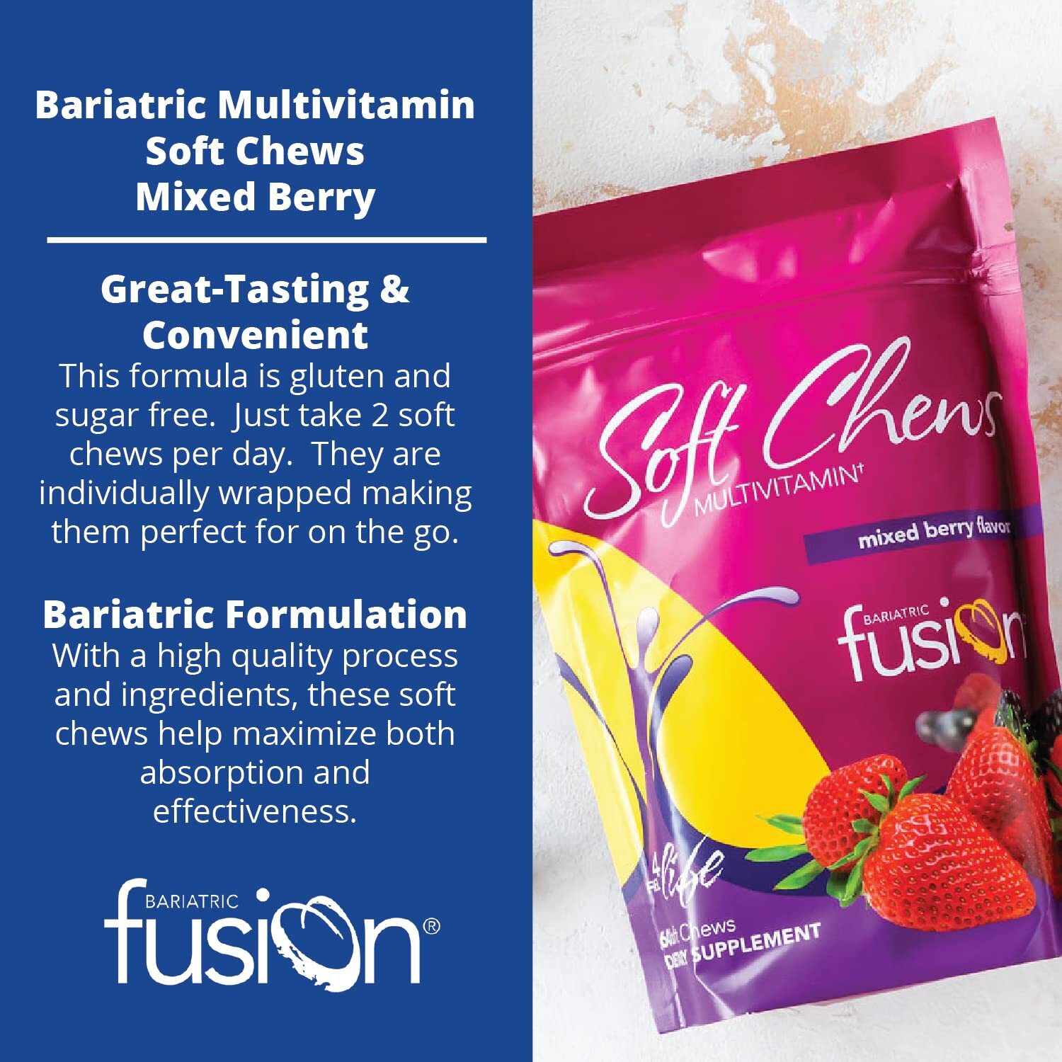 Bariatric Fusion Bariatric Multivitamin Soft Chew | Mixed Berry Fruit Flavor..