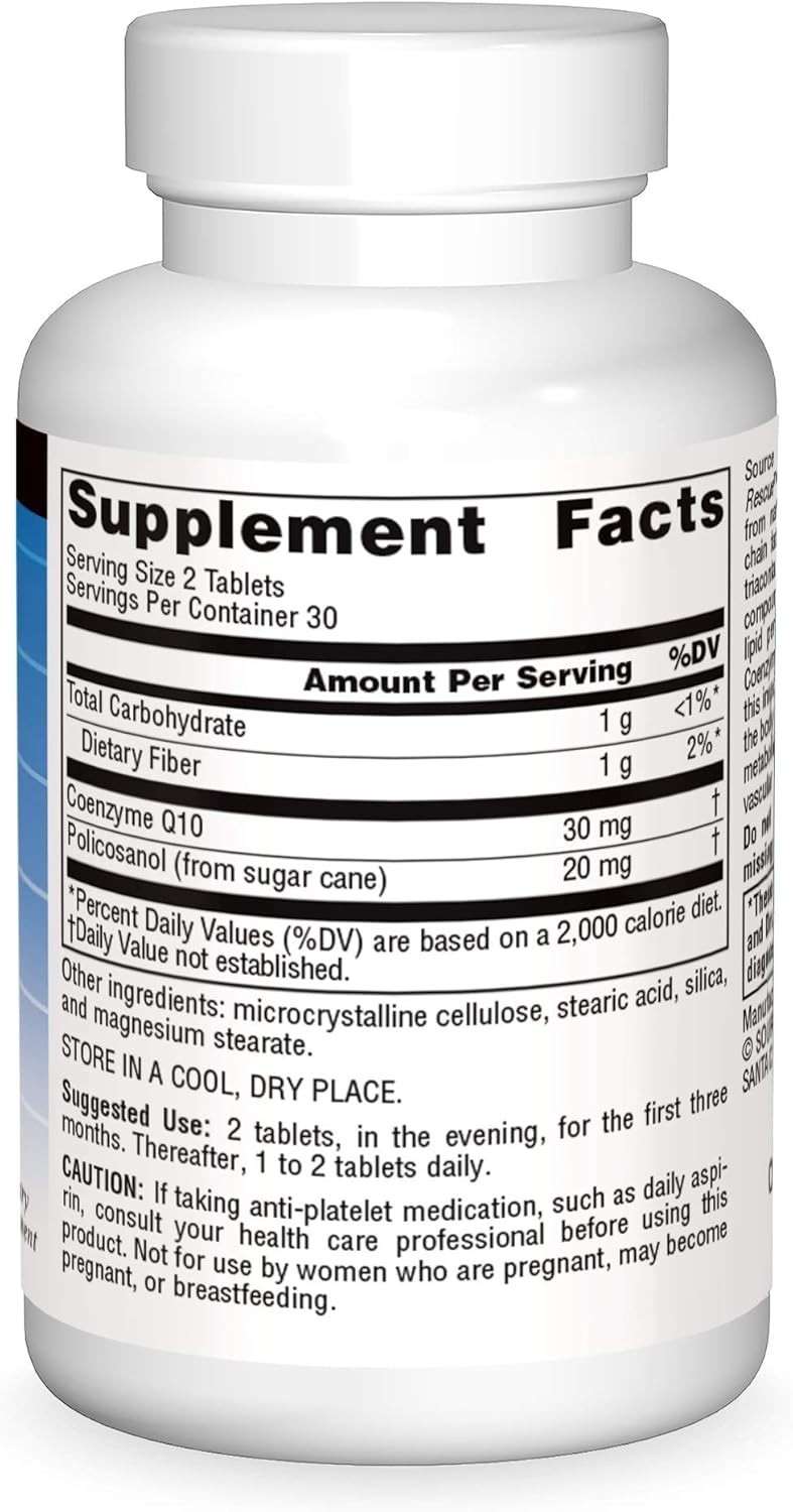 Policosanol 10 Mg with Coenzyme Q10 – 60 Vegetarian Tablets for Optimal Health