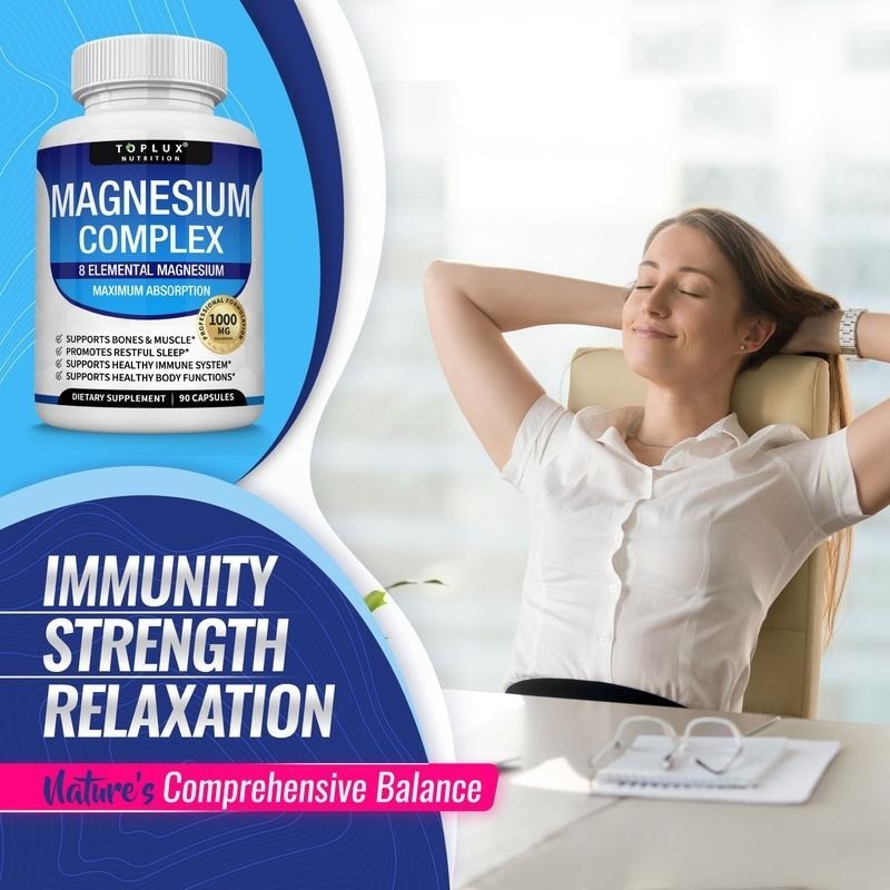 Magnesium Complex 1000mg fast shipping 8 Elemental Magnesium Gluten Free Non-GMO