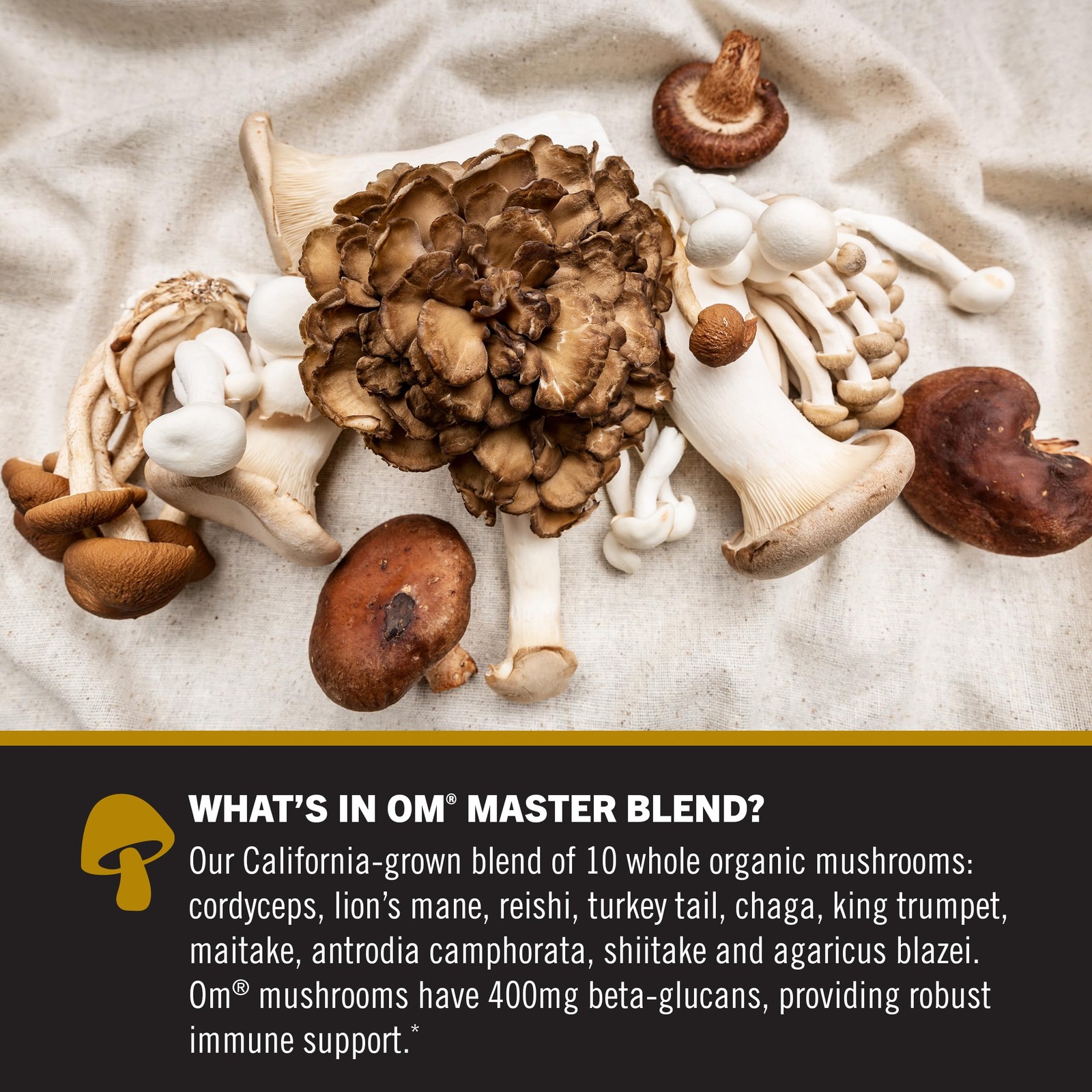 Om Mushroom Superfood Master Blend Capsules 160 Count Organic Health Supplement