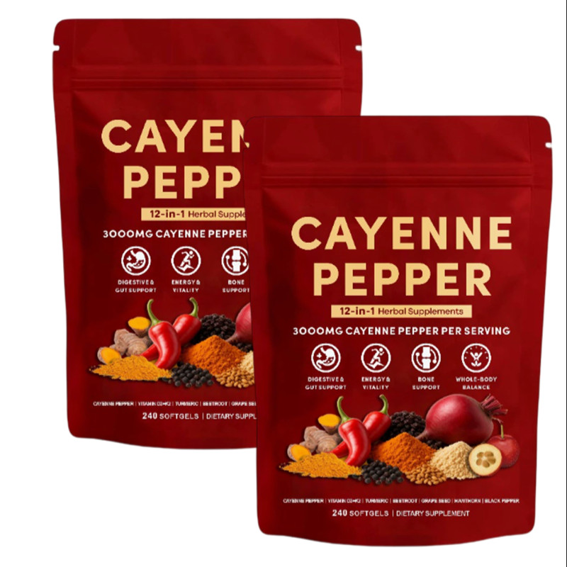 Capsaicin Cayenne Pepper Supplement 240 Count with Beetroot Grape Seed D3 K2