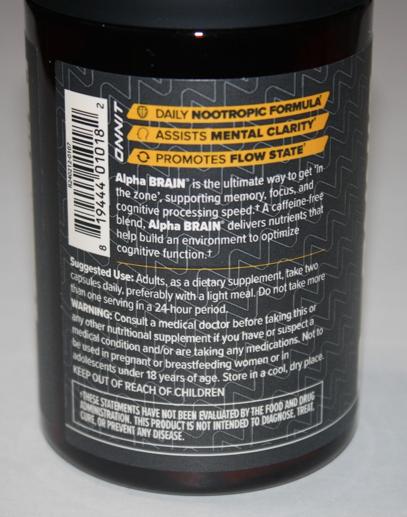 Onnit – Alpha Brain – Memory ● Focus ● Reaction Time – 90 Capsules Exp 02/27 NEW