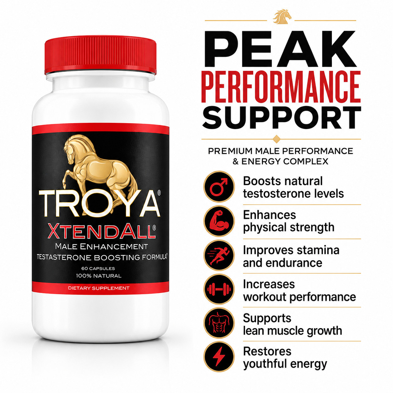 Troya Xtendall Premium Test Booster for Men – Enhances Energy, Stamina, Strength