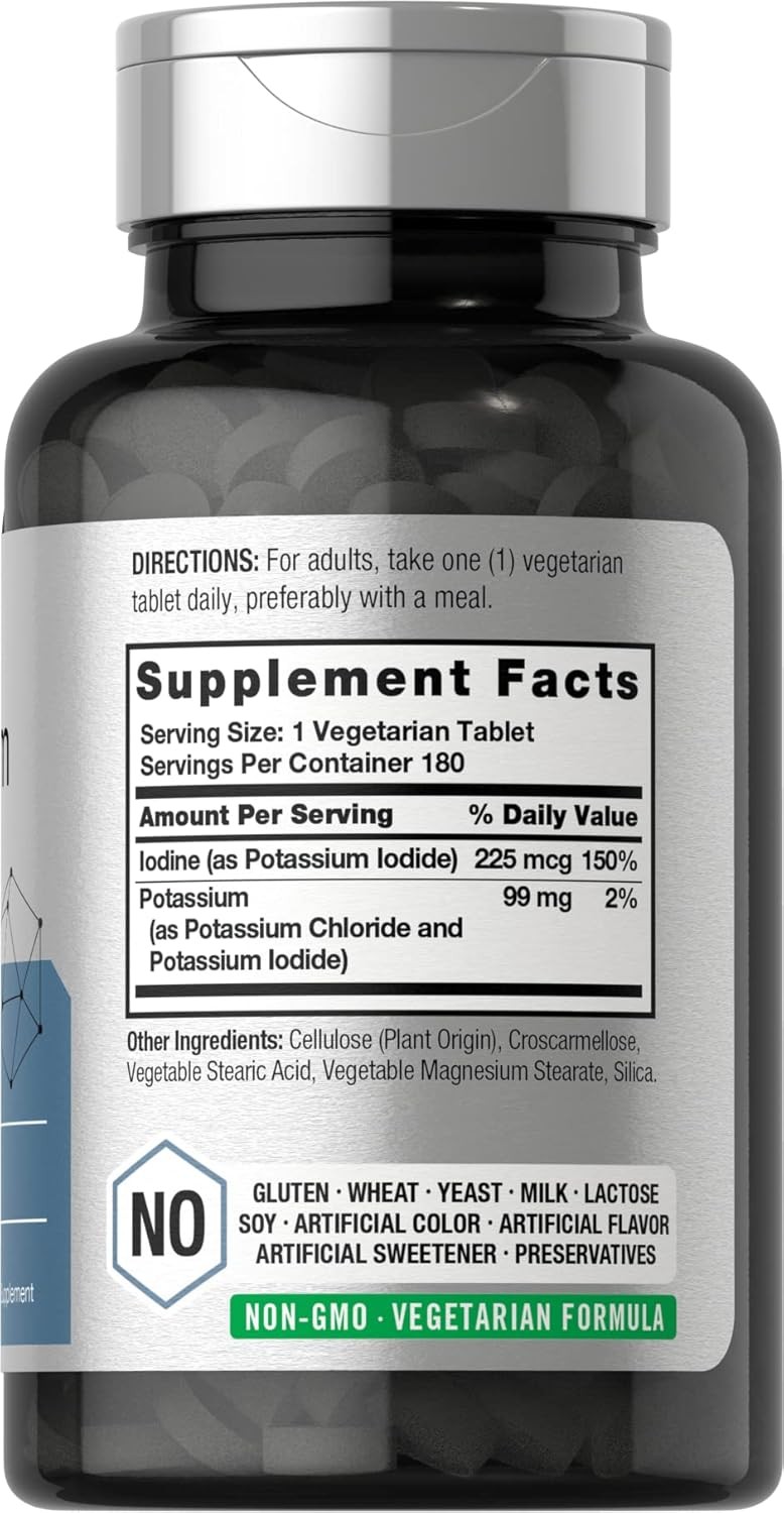 Horbaach Potassium Plus Iodine 180 Tablets Iodide Non-GMO Gluten Free Supplement