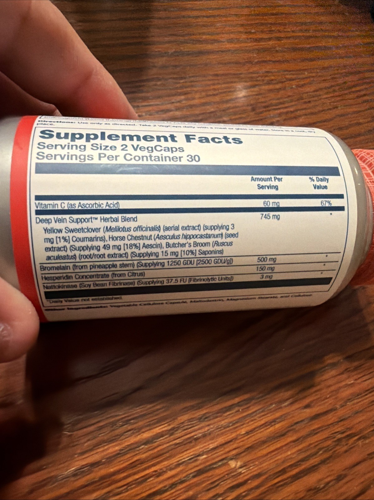 Solaray Deep Vein Support, Veg Cap (Btl-Plastic) | 60ct EXP 10/28