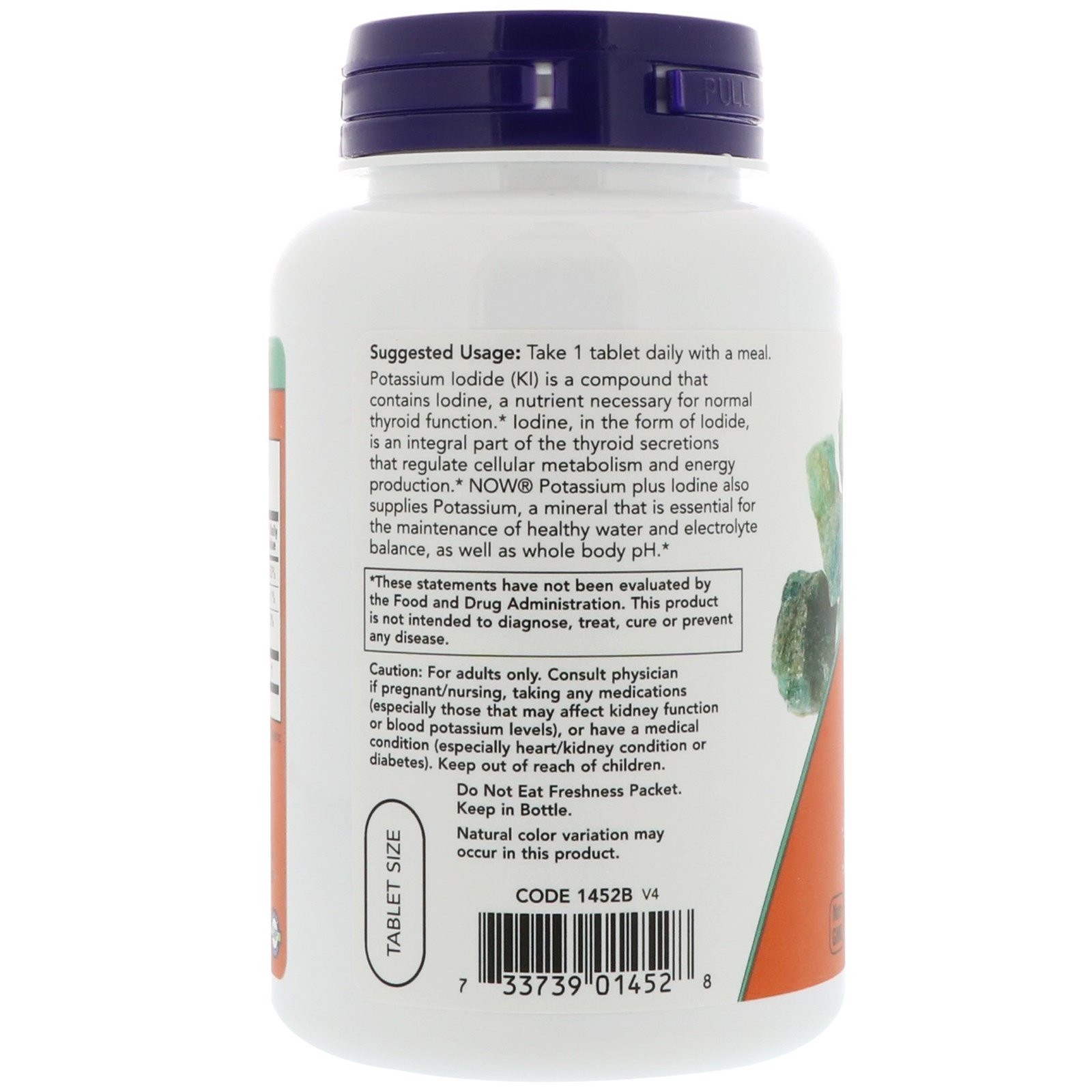 Now Foods Potassium Plus Iodine 180 Tablets GMP Quality Assured, Vegan,