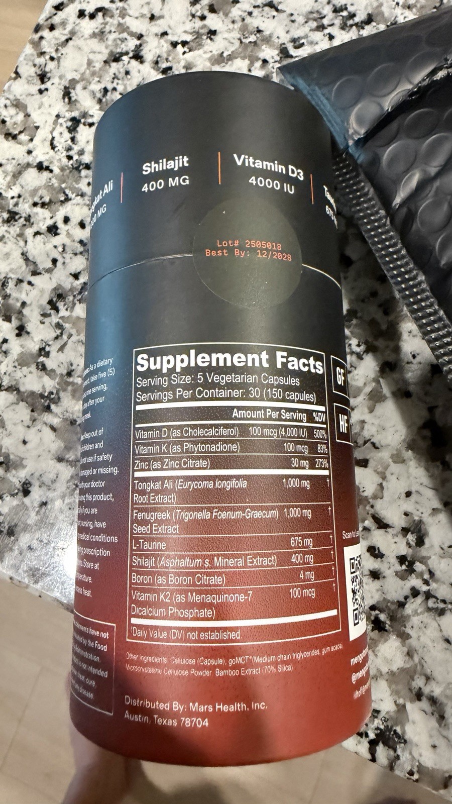 MARS MEN Natural Test Support 1 Month Supply AUTHENTIC REAL Supplement