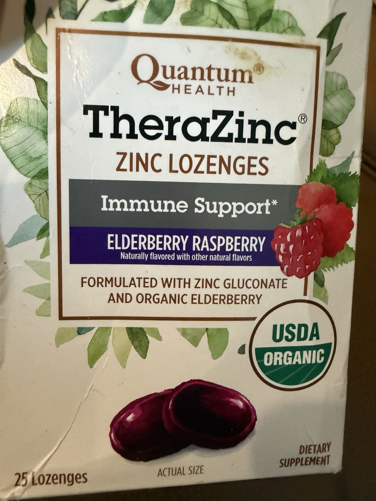 Quantum Health TheraZinc Lozenges Immune Support USDA Organic Zinc Gluconate