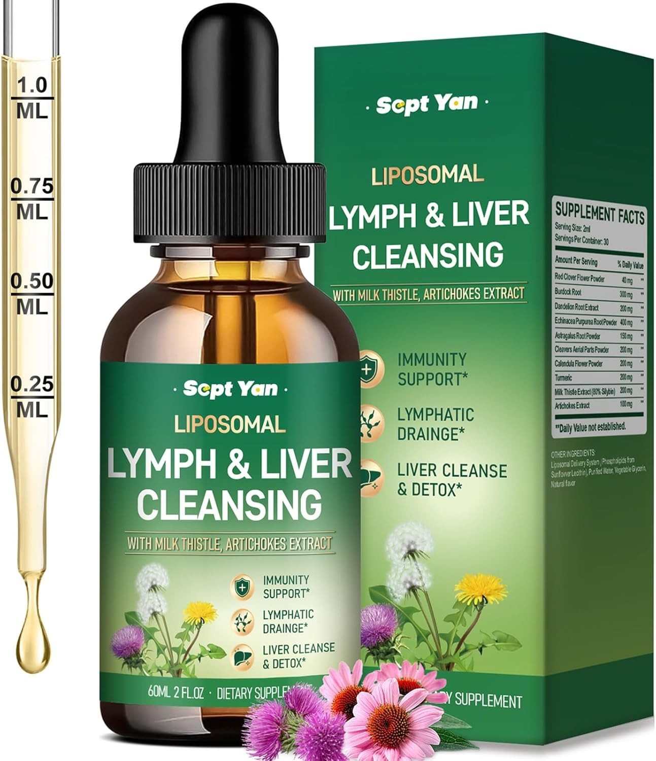Liver Cleanse & Immune Support Drops – Liposomal Lymphatic Formula – 2 Fl Oz