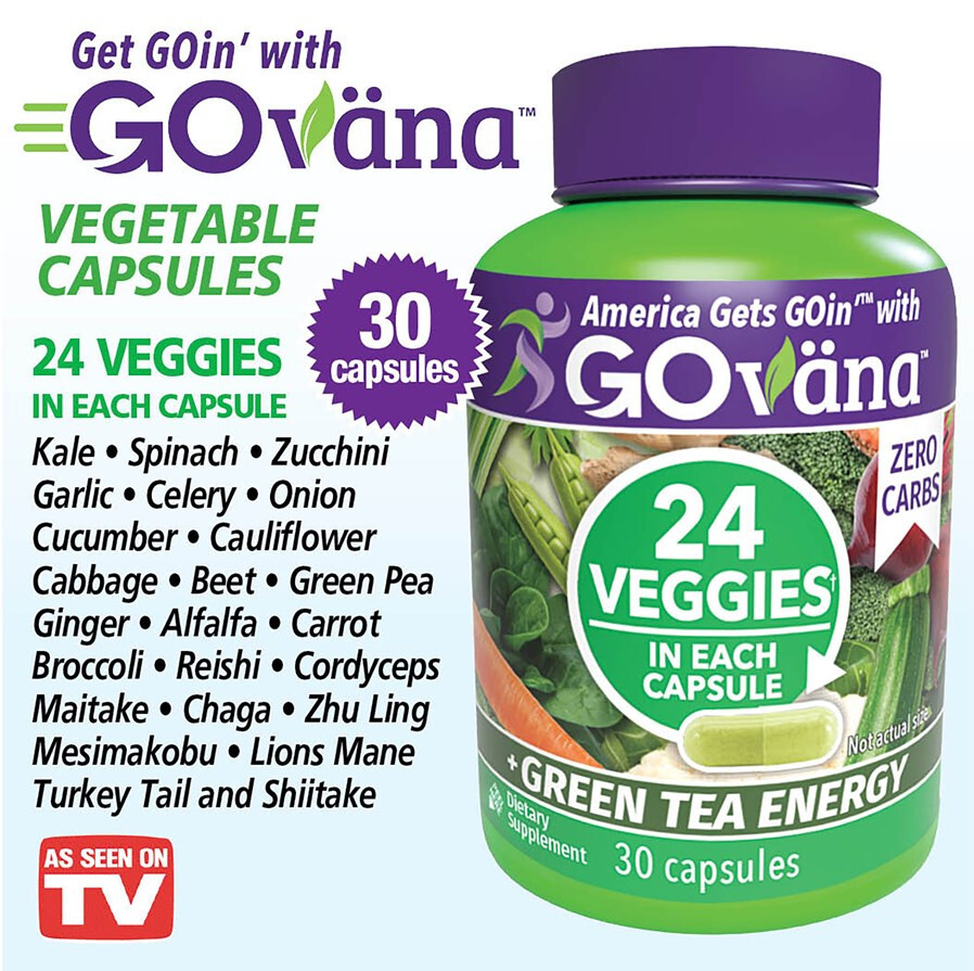Fruits and Veggies | 30 Capsules | 24 Fruits and Vegetables | Green Tea | GOvana
