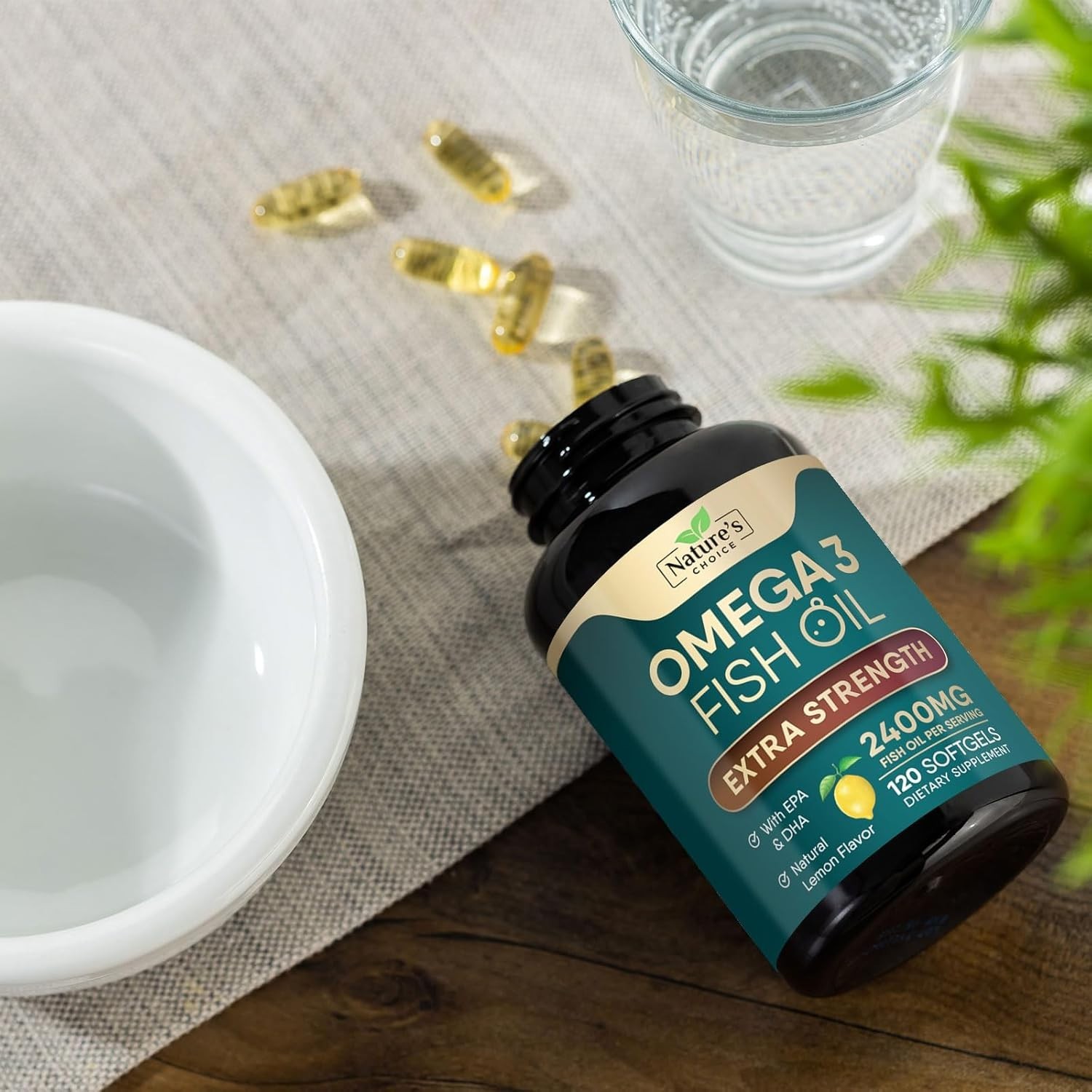 Triple Strength Omega 3 Fish Oil Supplement 2400 mg – EPA & DHA Fish Oil Omega 3