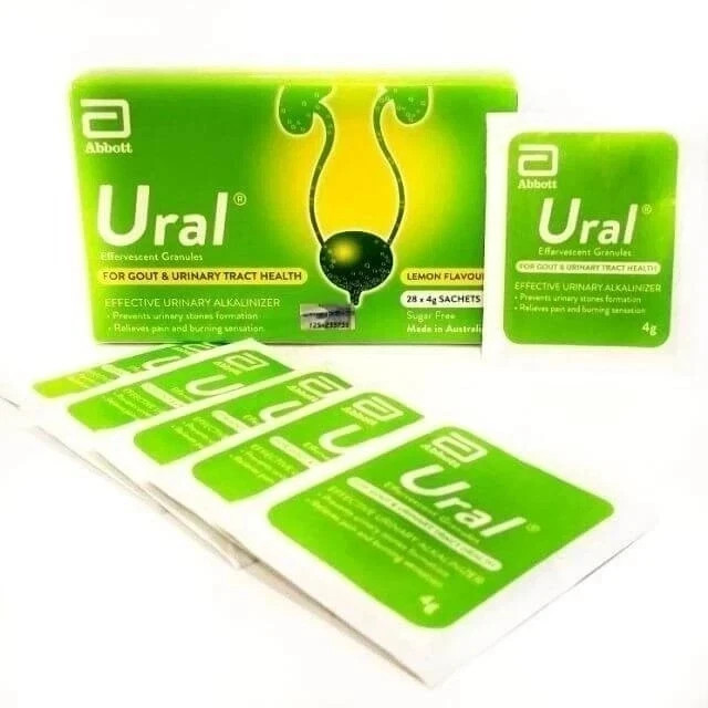 1 Box Abbott Ural Effervescent Granules Urine Alkalinizer 4g x 28 Sachets Relief