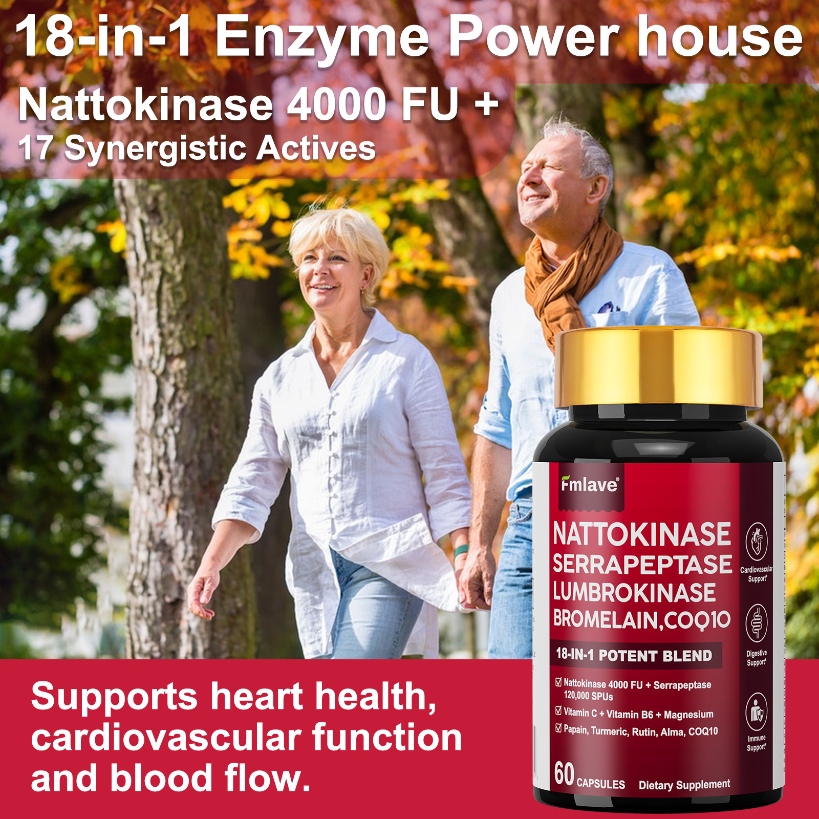 3 Pack Nattokinase Supplement 4000 FU 180 Capsules Non-Gmo, Gluten Free Exp 2028