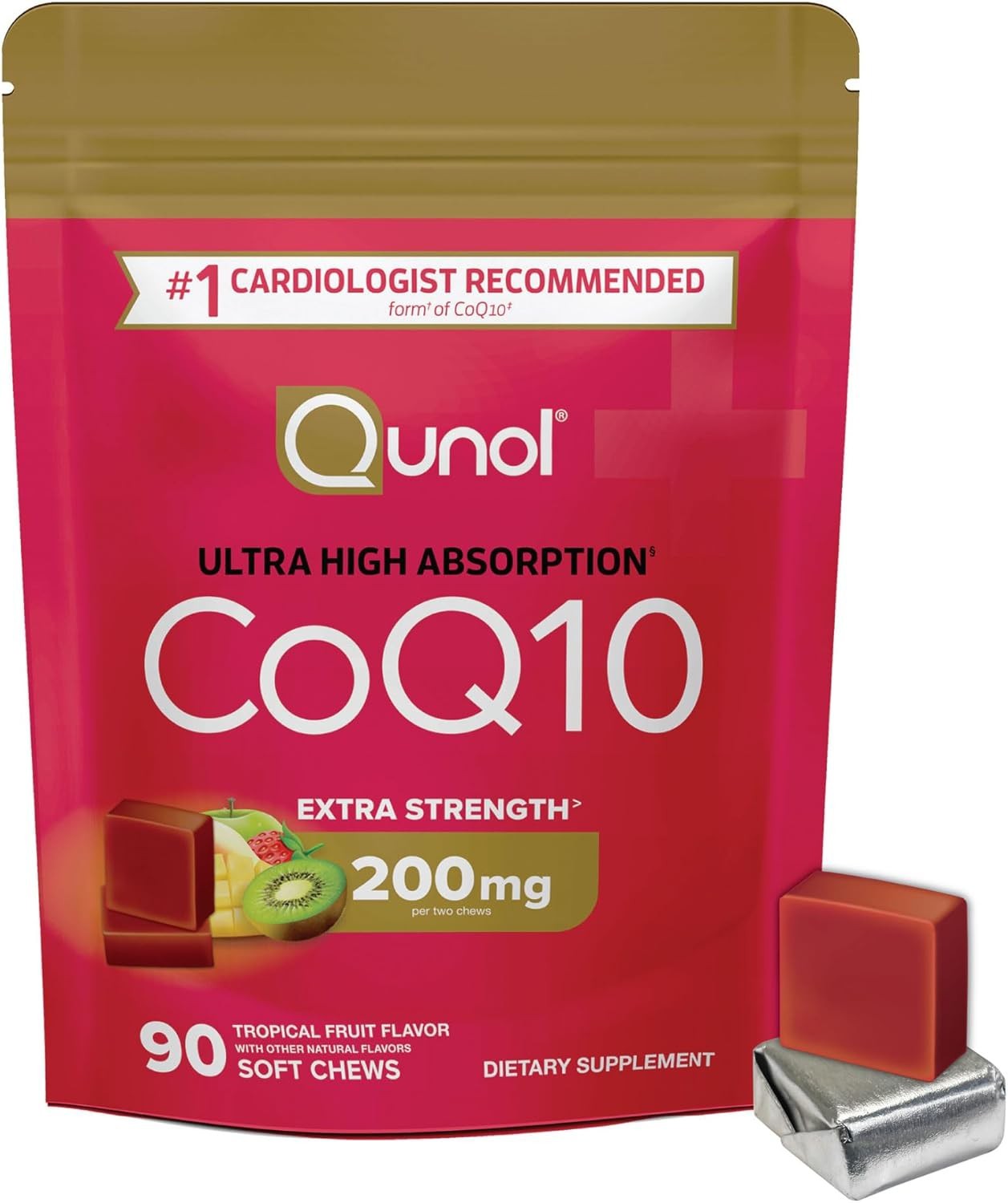 Qunol CoQ10 200mg Soft Chews – Ultra High Absorption Heart Health Supplement…