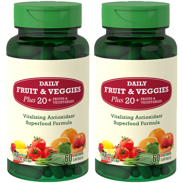 Nature Fruits and Veggies 2X60 Caps per Bottle 20+ Fruits and Vegetables