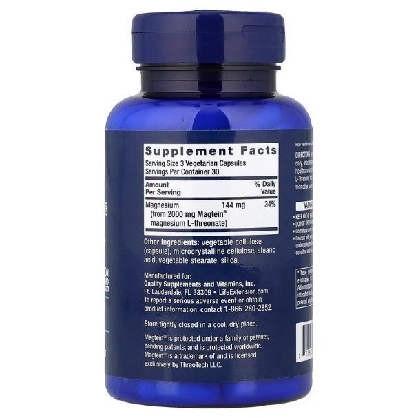3 PACK Neuro-Mag Magnesium L-Threonate from 2000 mg Magtein Life Extension BEST