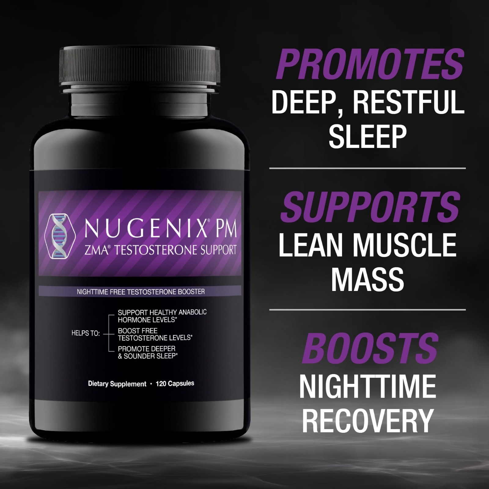 Nighttime Testosterone Booster & Sleep Support – ZMA Supplement, 120 Capsules