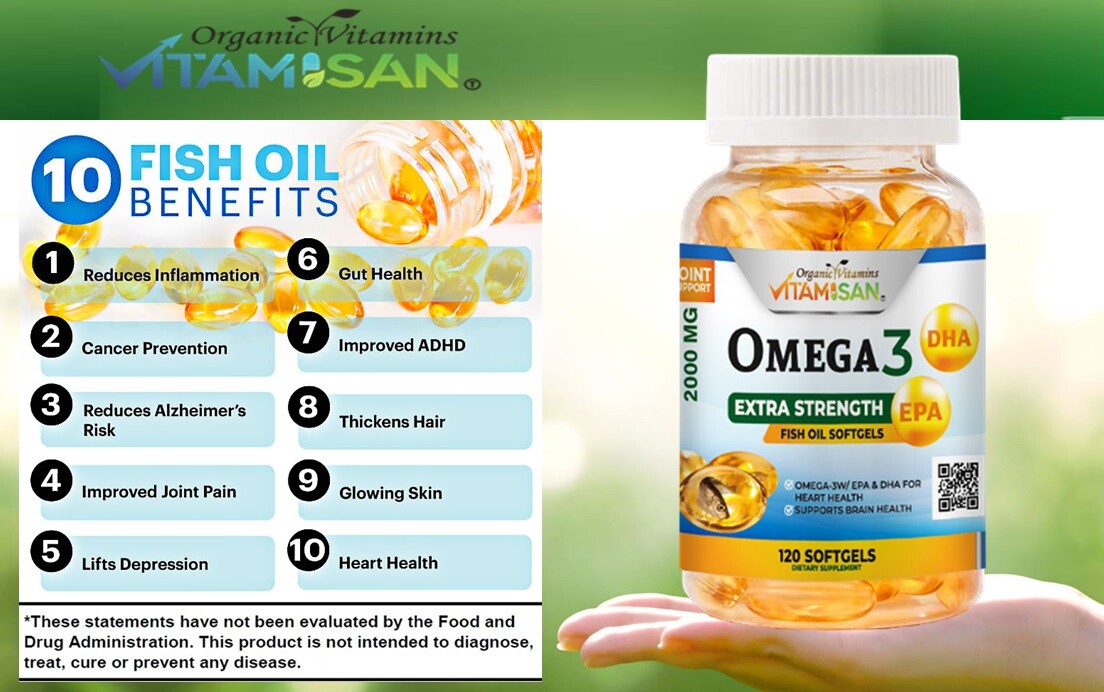 Omega 3 Fish Oil Capsules Triple Strength EPA & DHA, Burp-Less 120 sofgels NEW