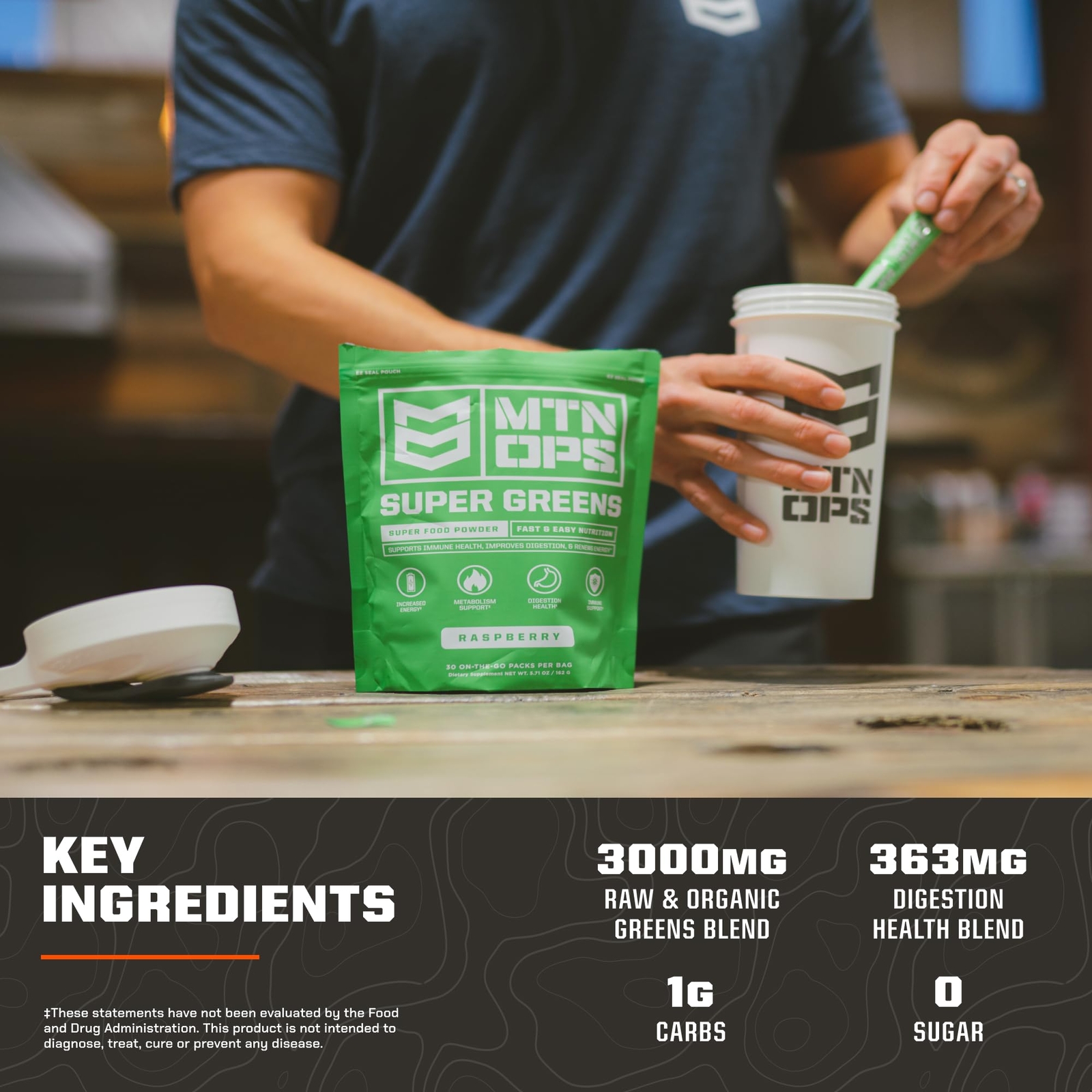MTN OPS Super Greens Daily Immune Health and Energy Drink Powder – Digestive …