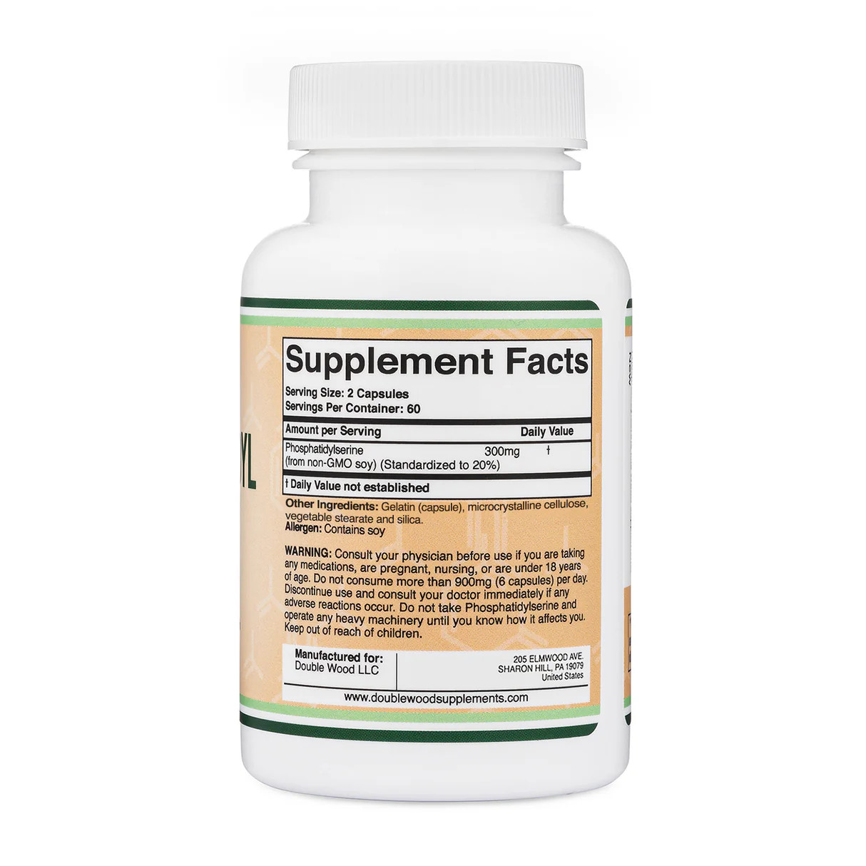 PhosphatidylSerine Supplement 300mg Per Serving, Manufactured in The USA, 120 Ca