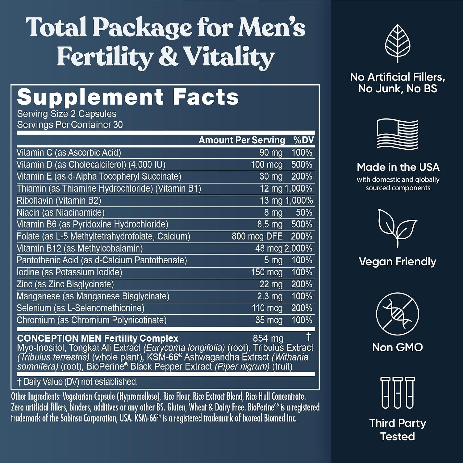 Eu Natural Conception for Him – Male Fertility Supplements 60 Caps ~ Exp 3/28