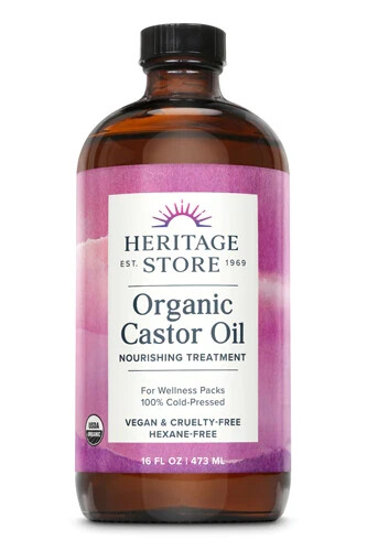 Heritage Store Organic Castor Oil Organic Hexane Free 16 fl oz