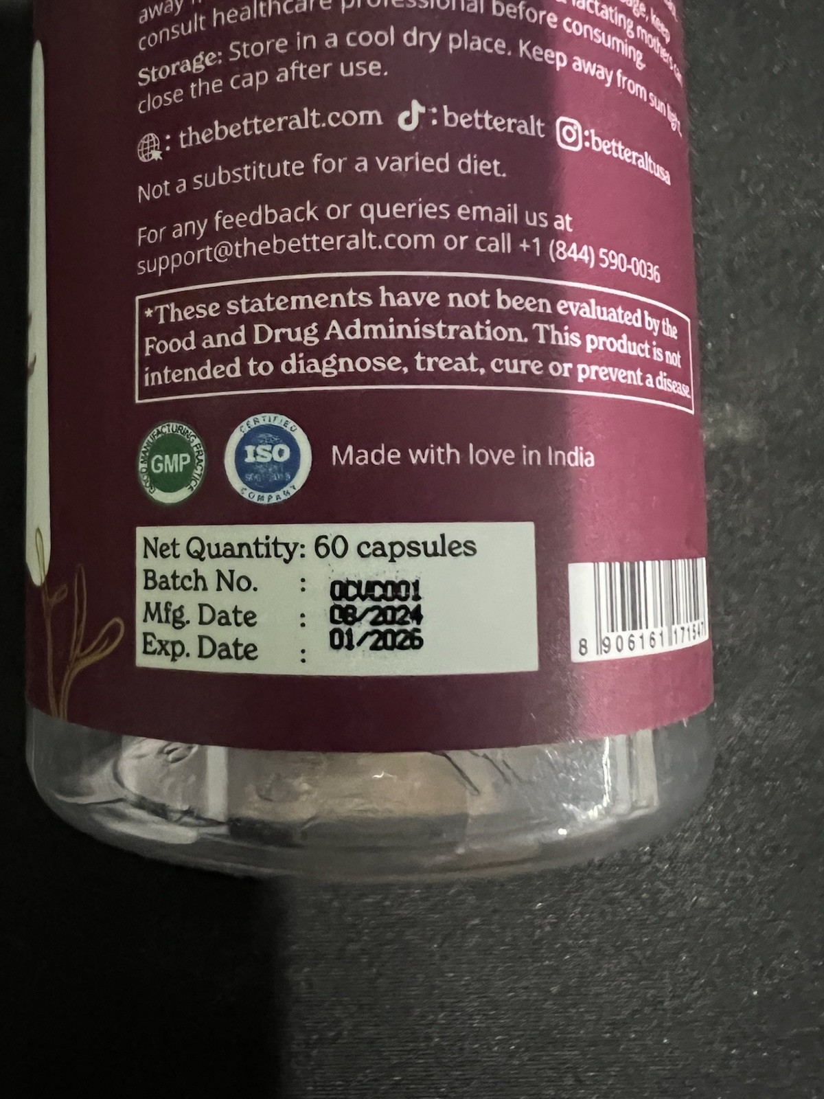 BetterAlt OVA CARE+ Cordyceps, Ashoka, & Magnesium- 60 Capsules