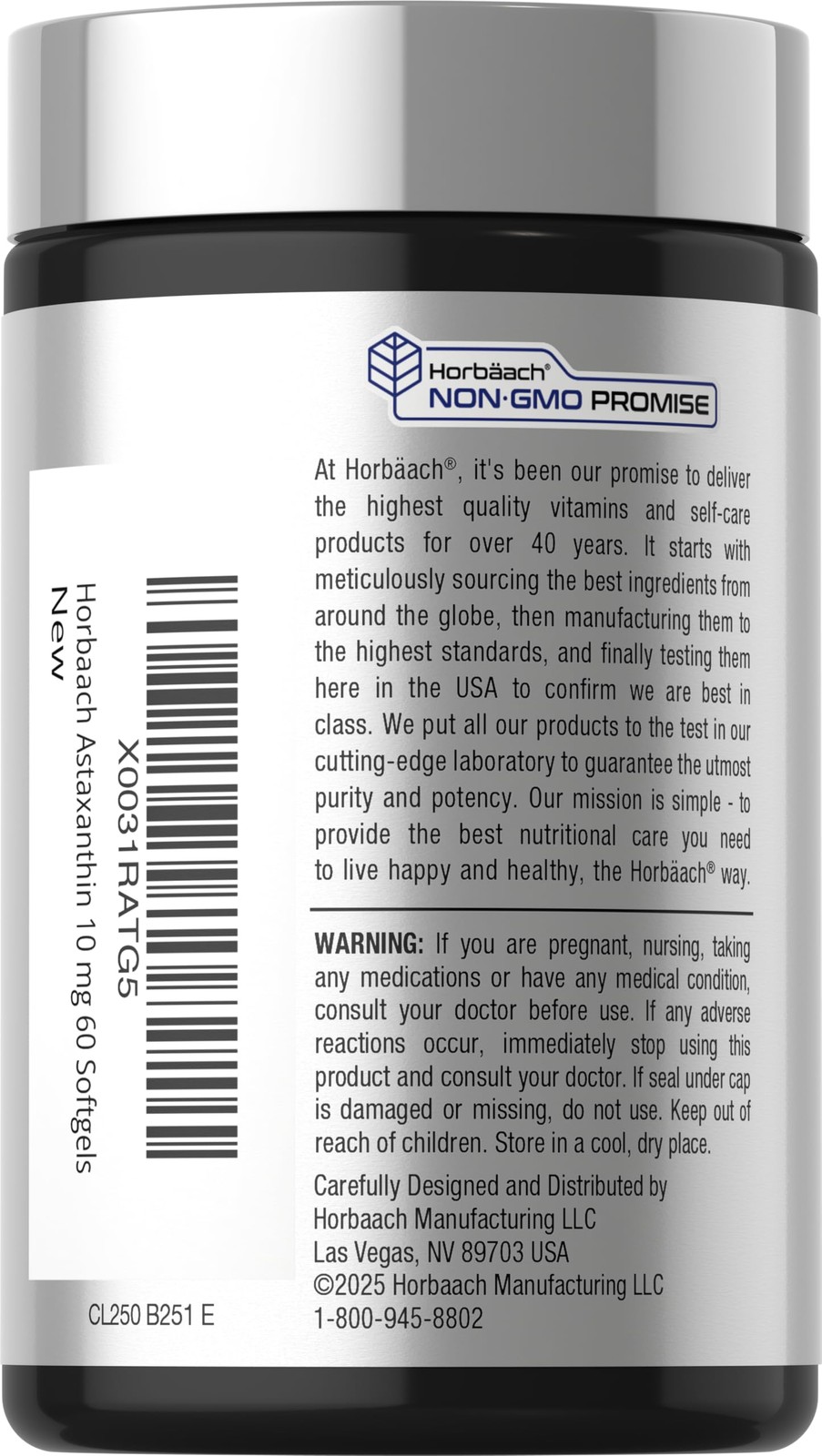 Horbäach Astaxanthin Supplements | 10mg | 60 Softgels | 60 Count (Pack of 1)