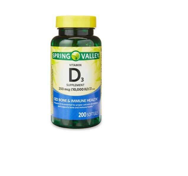 Spring Valley Vitamin D3 Softgels 250 mcg 10,000 IU 200 Count