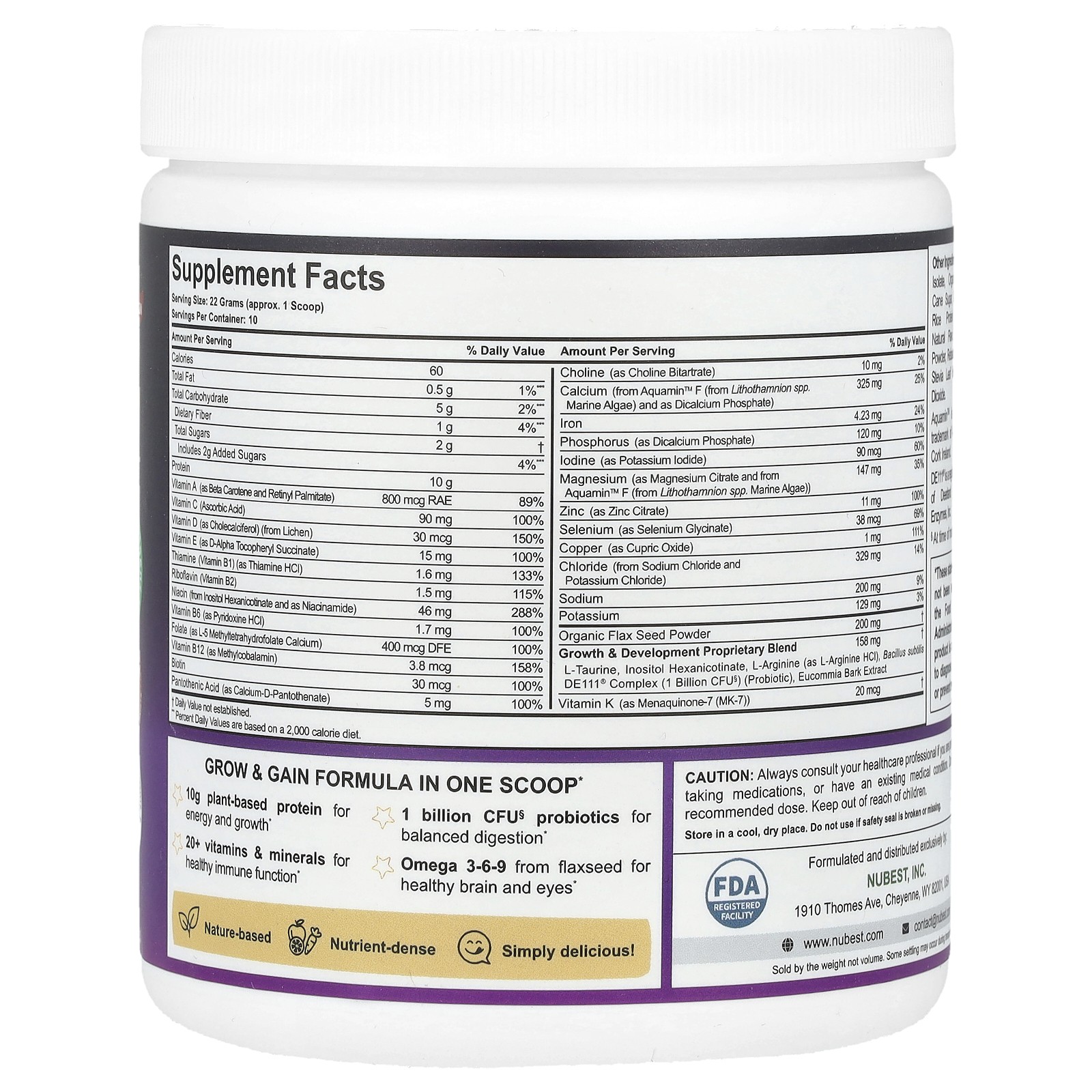 Nubest Tall®, Growth Protein Powder, For Kids & Teens 4 +, Vanilla, 7.76 oz (220