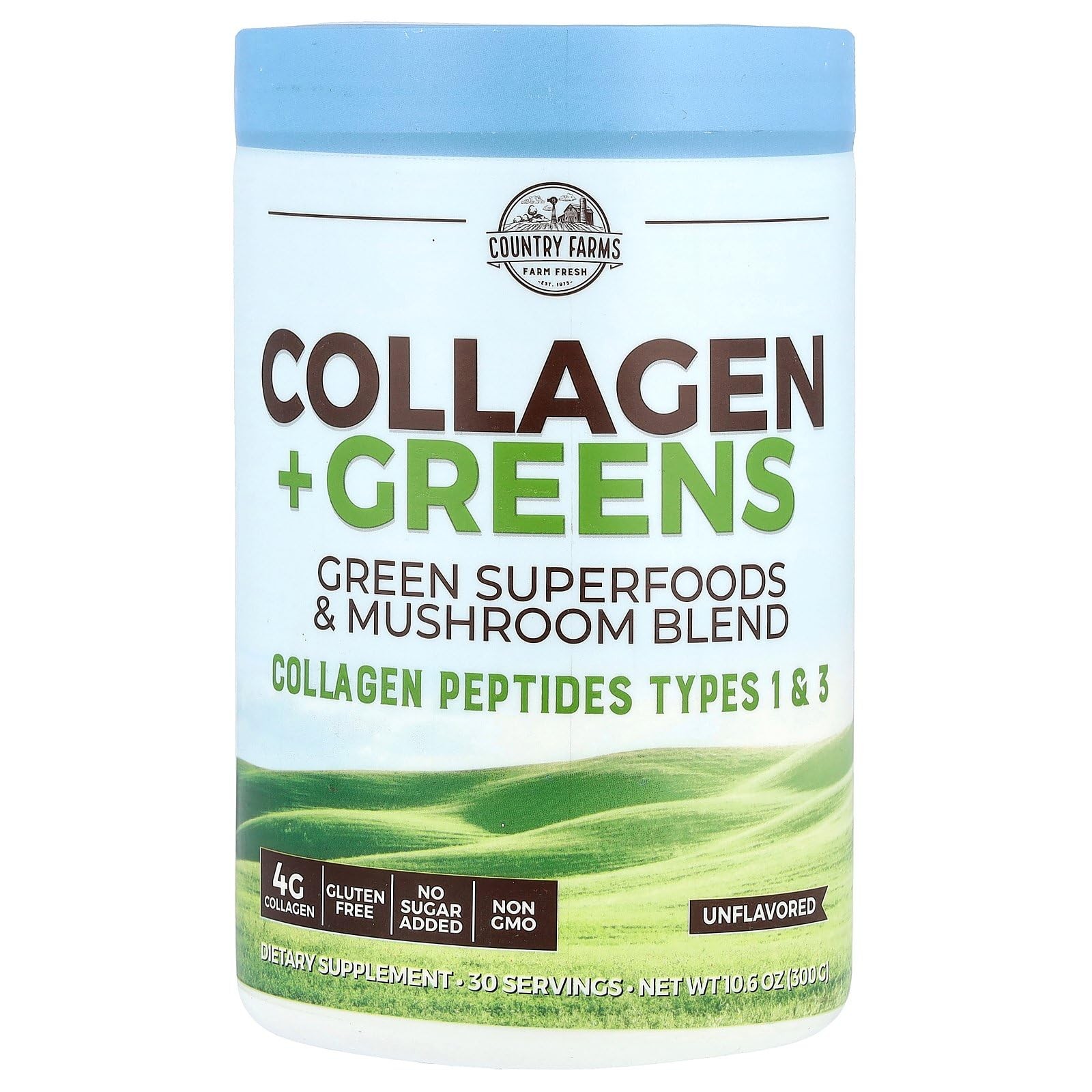 Country Farms Collagen Peptides Powder With Greens Dietary Powder Supp