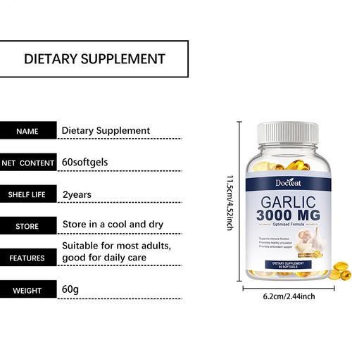 Odorless Garlic 3000mg – Cardiovascular Health, Lower Cholesterol 60pcs/pack US