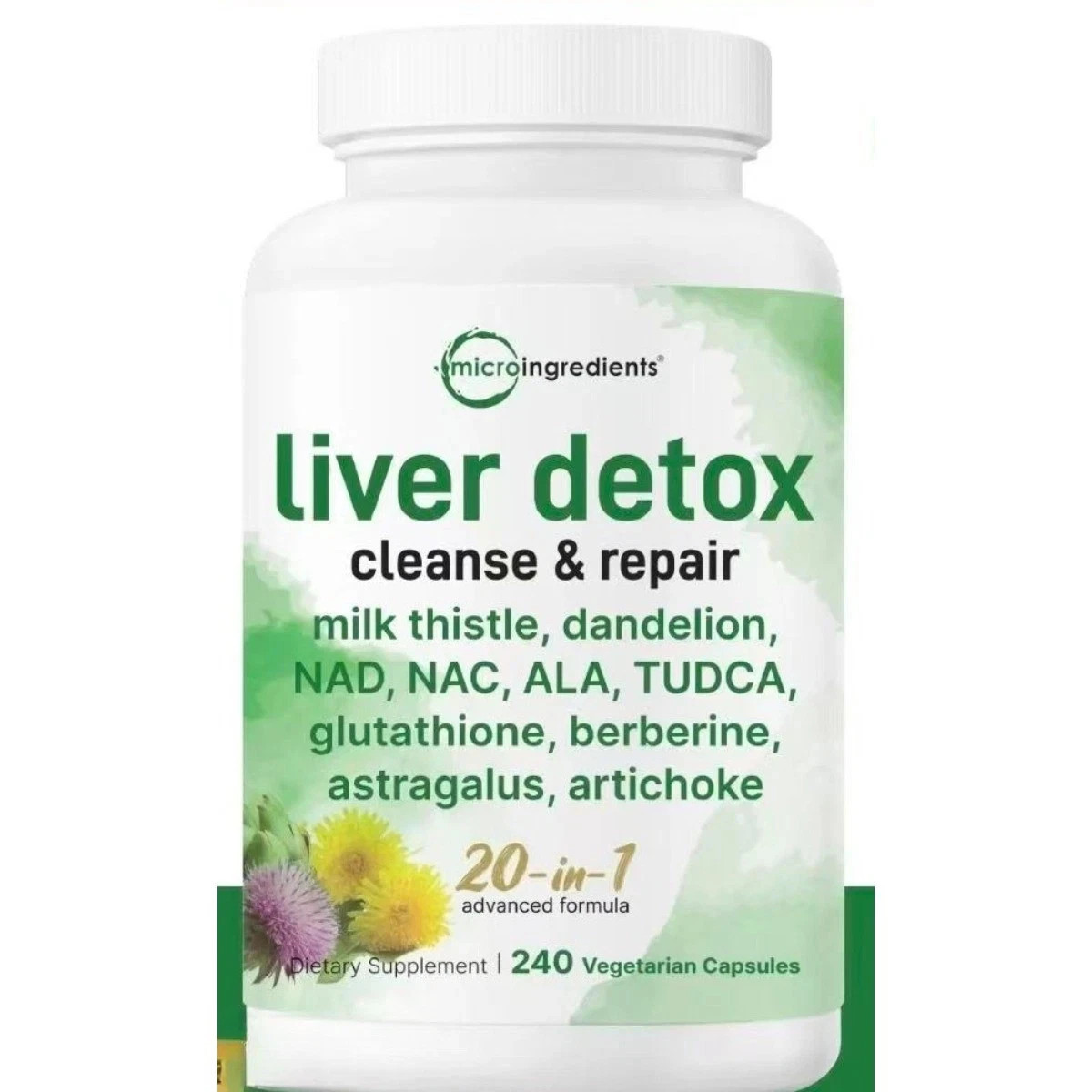 Micro Ingredients Liver Detox,240 Veggie Capsules,20-in-1 Advanced Support